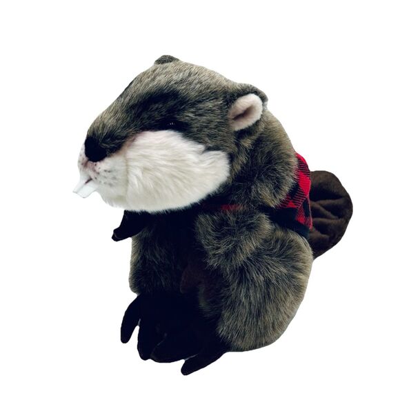 Duluth Trading Company Angry Beaver Plush Stuffed Animal Red Plaid Shirt - Picture 3 of 10